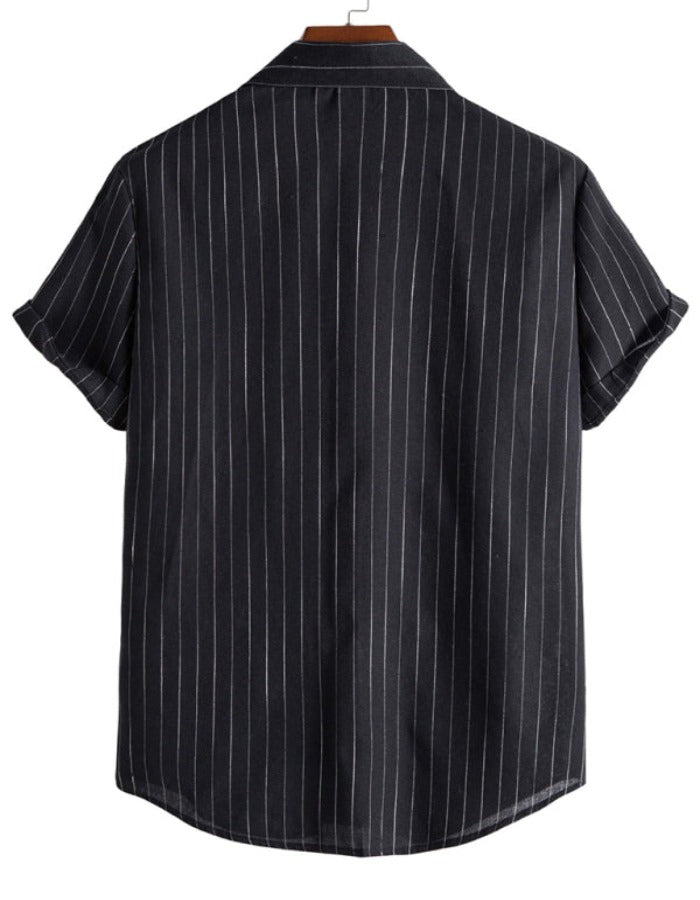 SHOPIQAT Men's Fashion Trend Casual Striped Short Sleeve Shirt - Premium  from shopiqat - Just $6.650! Shop now at shopiqat