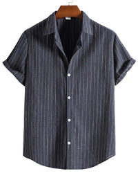 SHOPIQAT Men's Fashion Trend Casual Striped Short Sleeve Shirt - Premium  from shopiqat - Just $5.990! Shop now at shopiqat