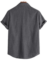 SHOPIQAT Men's Fashion Trend Casual Striped Short Sleeve Shirt - Premium  from shopiqat - Just $6.650! Shop now at shopiqat