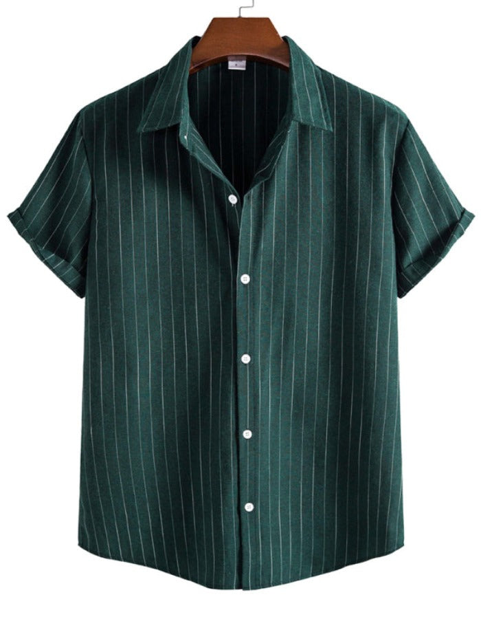 SHOPIQAT Men's Fashion Trend Casual Striped Short Sleeve Shirt - Premium  from shopiqat - Just $6.650! Shop now at shopiqat