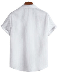 SHOPIQAT Men's Fashion Trend Casual Striped Short Sleeve Shirt - Premium  from shopiqat - Just $6.650! Shop now at shopiqat