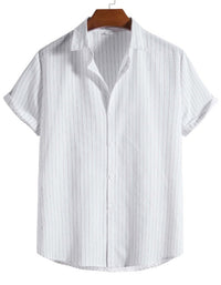 SHOPIQAT Men's Fashion Trend Casual Striped Short Sleeve Shirt - Premium  from shopiqat - Just $5.990! Shop now at shopiqat