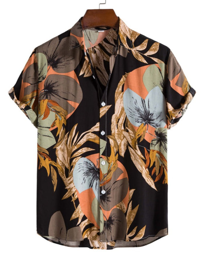 SHOPIQAT Men's Fashion Trend Casual Cotton Printed Short Sleeve Shirt - Premium  from shopiqat - Just $6.500! Shop now at shopiqat