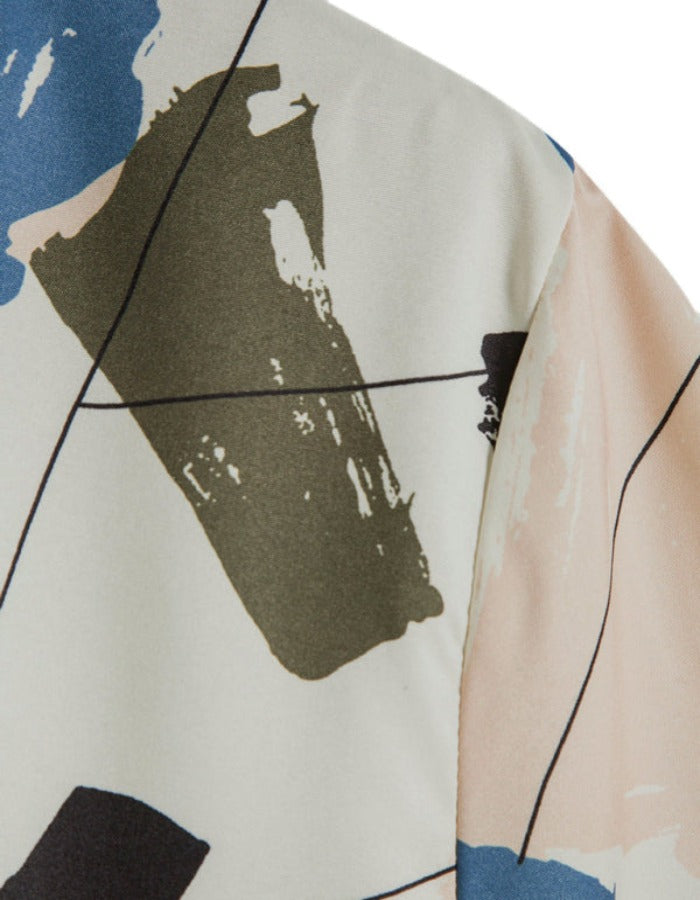 SHOPIQAT White Graffiti Print Lapel Cotton Slim Fit Men's Shirt - Premium  from shopiqat - Just $6.750! Shop now at shopiqat