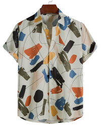 SHOPIQAT White Graffiti Print Lapel Cotton Slim Fit Men's Shirt - Premium  from shopiqat - Just $6.750! Shop now at shopiqat