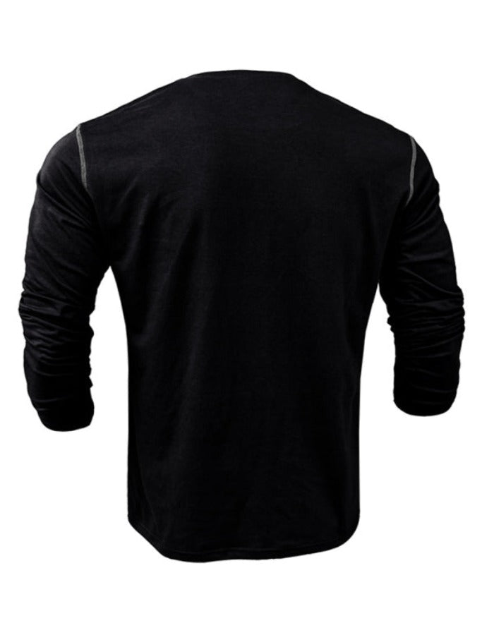 SHOPIQAT New Men's Henley Colour Block Knitted Long Sleeve T-Shirt - Premium  from shopiqat - Just $8.900! Shop now at shopiqat