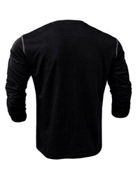SHOPIQAT New Men's Henley Colour Block Knitted Long Sleeve T-Shirt - Premium  from shopiqat - Just $8.900! Shop now at shopiqat
