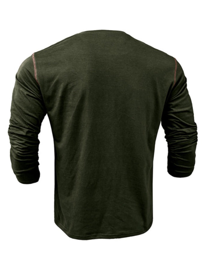 SHOPIQAT New Men's Henley Colour Block Knitted Long Sleeve T-Shirt - Premium  from shopiqat - Just $8.900! Shop now at shopiqat
