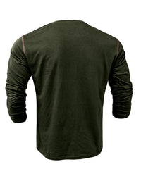 SHOPIQAT New Men's Henley Colour Block Knitted Long Sleeve T-Shirt - Premium  from shopiqat - Just $8.900! Shop now at shopiqat
