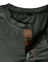 SHOPIQAT New Men's Henley Colour Block Knitted Long Sleeve T-Shirt - Premium  from shopiqat - Just $8.900! Shop now at shopiqat