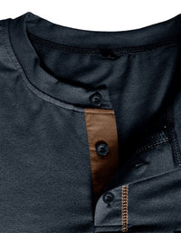 SHOPIQAT New Men's Henley Colour Block Knitted Long Sleeve T-Shirt - Premium  from shopiqat - Just $8.900! Shop now at shopiqat