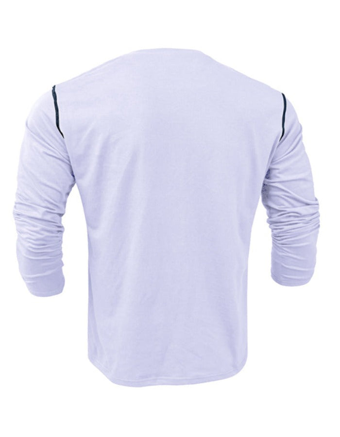 SHOPIQAT New Men's Henley Colour Block Knitted Long Sleeve T-Shirt - Premium  from shopiqat - Just $8.900! Shop now at shopiqat