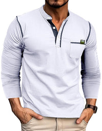 SHOPIQAT New Men's Henley Colour Block Knitted Long Sleeve T-Shirt - Premium  from shopiqat - Just $8.900! Shop now at shopiqat
