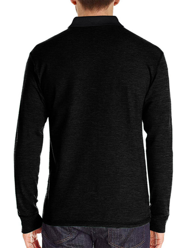 SHOPIQAT New Men's Long Sleeve Lapel Bottoming Polo Shirt Top - Premium  from shopiqat - Just $9.250! Shop now at shopiqat