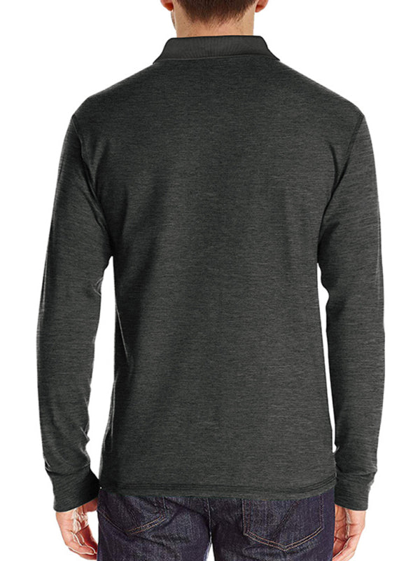 SHOPIQAT New Men's Long Sleeve Lapel Bottoming Polo Shirt Top - Premium  from shopiqat - Just $9.250! Shop now at shopiqat