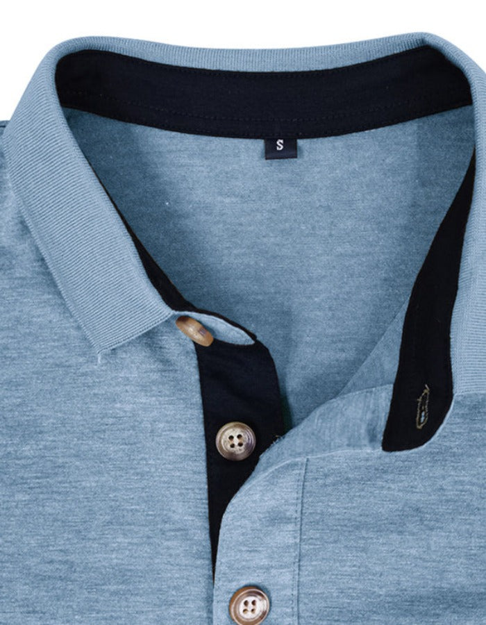 SHOPIQAT New Men's Long Sleeve Lapel Bottoming Polo Shirt Top - Premium  from shopiqat - Just $6.660! Shop now at shopiqat