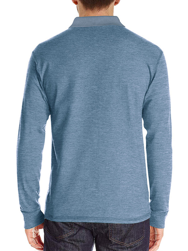 SHOPIQAT New Men's Long Sleeve Lapel Bottoming Polo Shirt Top - Premium  from shopiqat - Just $9.250! Shop now at shopiqat