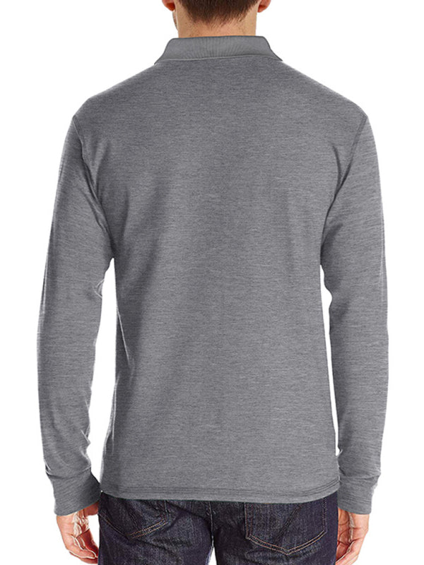 SHOPIQAT New Men's Long Sleeve Lapel Bottoming Polo Shirt Top - Premium  from shopiqat - Just $9.250! Shop now at shopiqat