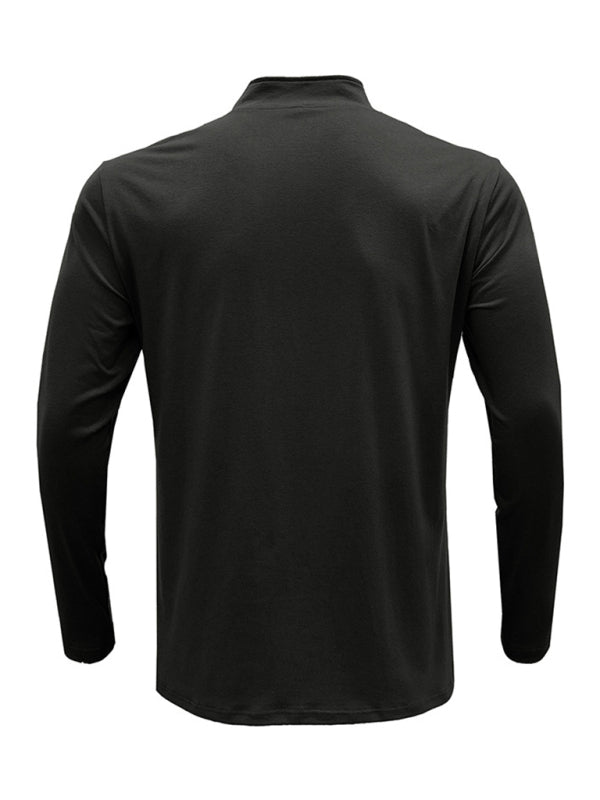 SHOPIQAT New Men's Long Sleeve Stand Collar Pullover Zip Polo Shirt - Premium  from shopiqat - Just $8.900! Shop now at shopiqat