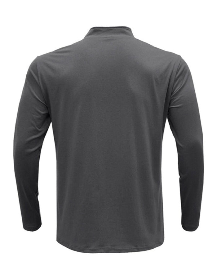 SHOPIQAT New Men's Long Sleeve Stand Collar Pullover Zip Polo Shirt - Premium  from shopiqat - Just $6.190! Shop now at shopiqat