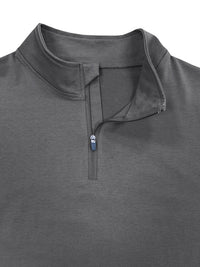 SHOPIQAT New Men's Long Sleeve Stand Collar Pullover Zip Polo Shirt - Premium  from shopiqat - Just $8.900! Shop now at shopiqat