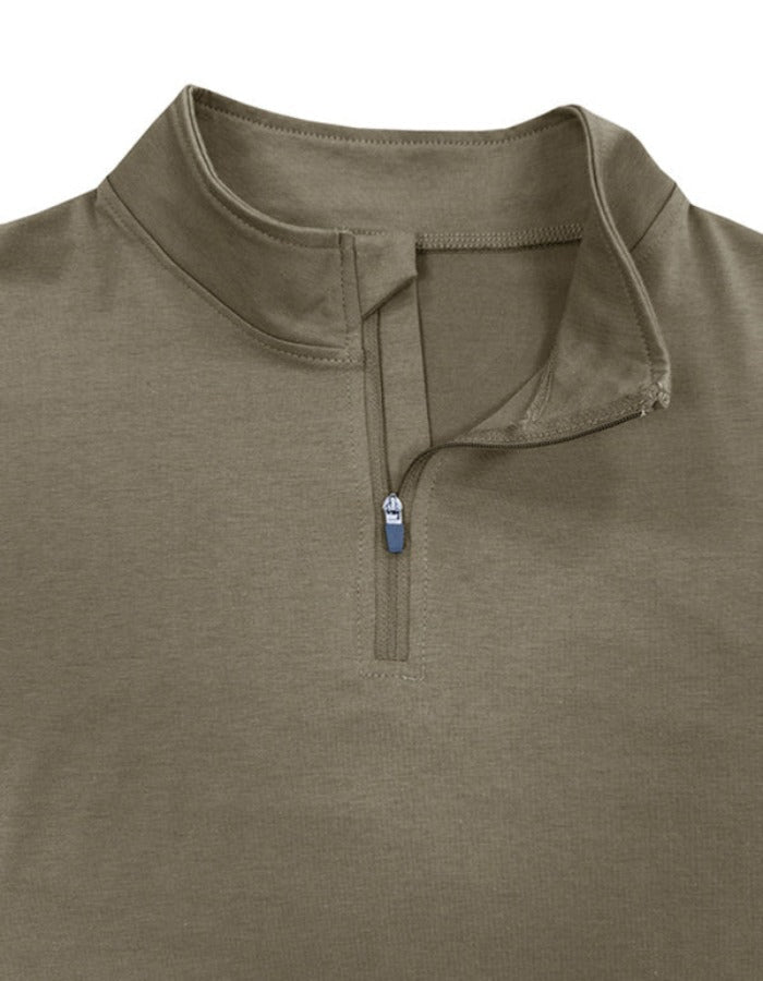 SHOPIQAT New Men's Long Sleeve Stand Collar Pullover Zip Polo Shirt - Premium  from shopiqat - Just $8.900! Shop now at shopiqat