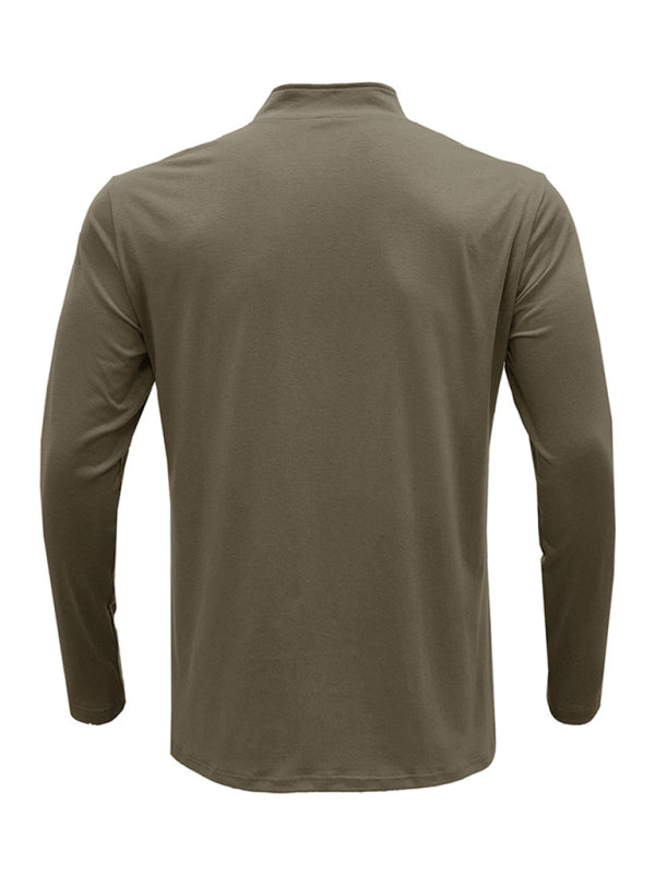 SHOPIQAT New Men's Long Sleeve Stand Collar Pullover Zip Polo Shirt - Premium  from shopiqat - Just $8.900! Shop now at shopiqat