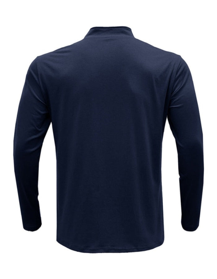 SHOPIQAT New Men's Long Sleeve Stand Collar Pullover Zip Polo Shirt - Premium  from shopiqat - Just $8.900! Shop now at shopiqat