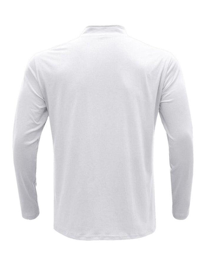 SHOPIQAT New Men's Long Sleeve Stand Collar Pullover Zip Polo Shirt - Premium  from shopiqat - Just $6.190! Shop now at shopiqat
