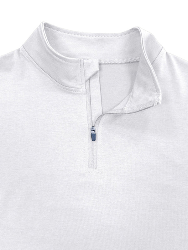 SHOPIQAT New Men's Long Sleeve Stand Collar Pullover Zip Polo Shirt - Premium  from shopiqat - Just $8.900! Shop now at shopiqat