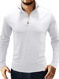 SHOPIQAT New Men's Long Sleeve Stand Collar Pullover Zip Polo Shirt - Premium  from shopiqat - Just $8.900! Shop now at shopiqat