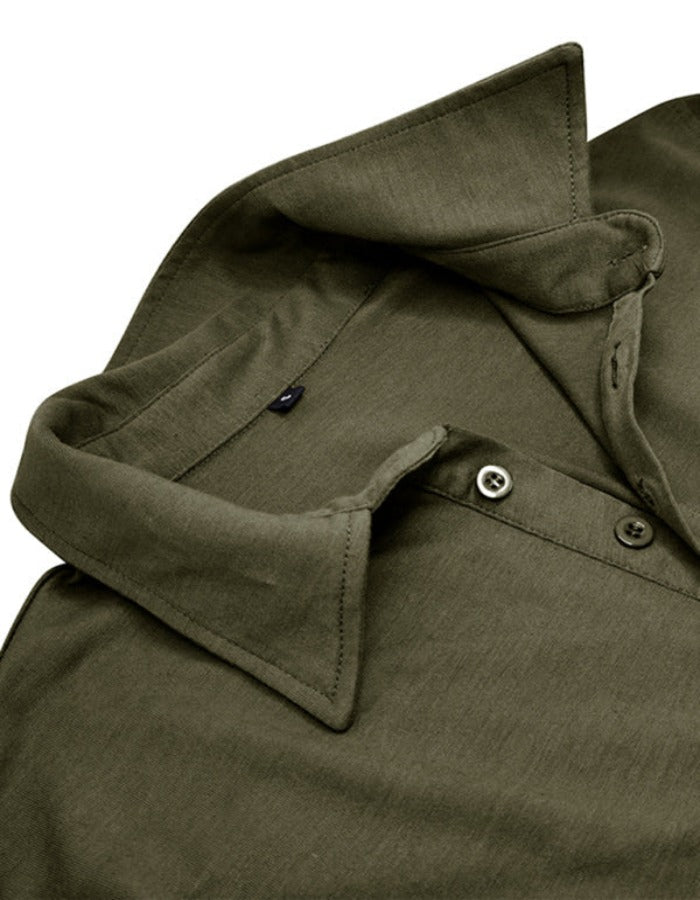 SHOPIQAT Men's Lapel Solid Colour Long Sleeve Polo Shirt - Premium  from shopiqat - Just $9.900! Shop now at shopiqat