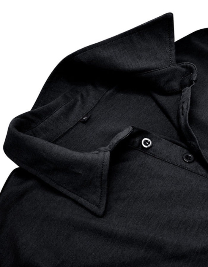 SHOPIQAT Men's Lapel Solid Colour Long Sleeve Polo Shirt - Premium  from shopiqat - Just $9.900! Shop now at shopiqat