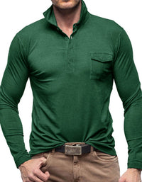SHOPIQAT Men's Lapel Solid Colour Long Sleeve Polo Shirt - Premium  from shopiqat - Just $9.900! Shop now at shopiqat