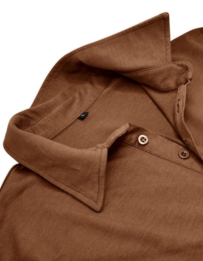 SHOPIQAT Men's Lapel Solid Colour Long Sleeve Polo Shirt - Premium  from shopiqat - Just $9.900! Shop now at shopiqat