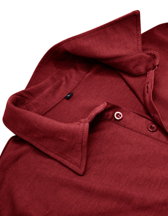 SHOPIQAT Men's Lapel Solid Colour Long Sleeve Polo Shirt - Premium  from shopiqat - Just $9.900! Shop now at shopiqat