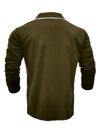 SHOPIQAT Men's New Long-Sleeved V-Neck Lapel Contrasting Colour Polo Shirt - Premium  from shopiqat - Just $8.990! Shop now at shopiqat
