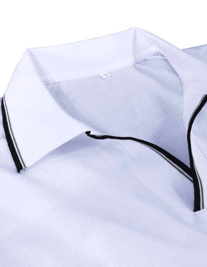 Men's new long-sleeved V-neck lapel contrasting color POLO shirt - Premium  from kakaclo - Just $6.270! Shop now at shopiqat