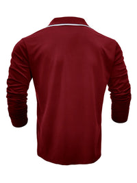 SHOPIQAT Men's New Long-Sleeved V-Neck Lapel Contrasting Colour Polo Shirt - Premium  from shopiqat - Just $8.990! Shop now at shopiqat