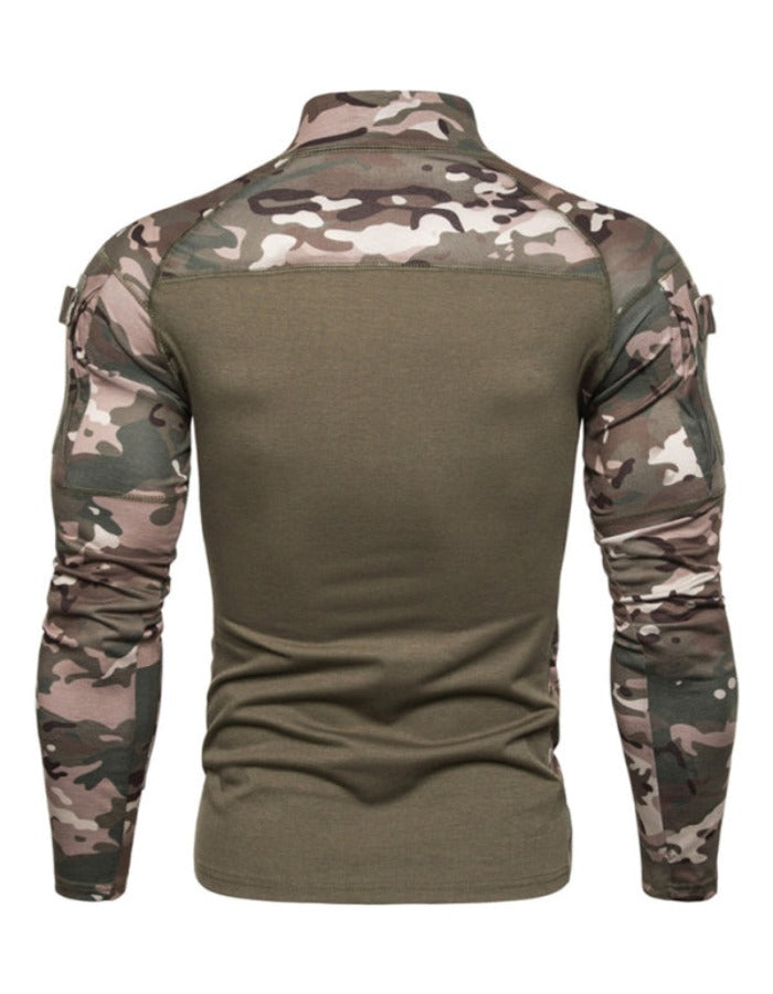 SHOPIQAT Men's Military Field Outdoor Elastic Fitness Camouflage Long Sleeve Zipper Pocket T-Shirt - Premium  from shopiqat - Just $8.750! Shop now at shopiqat