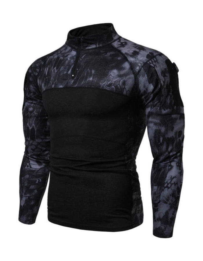 SHOPIQAT Men's Military Field Outdoor Elastic Fitness Camouflage Long Sleeve Zipper Pocket T-Shirt - Premium  from shopiqat - Just $8.750! Shop now at shopiqat
