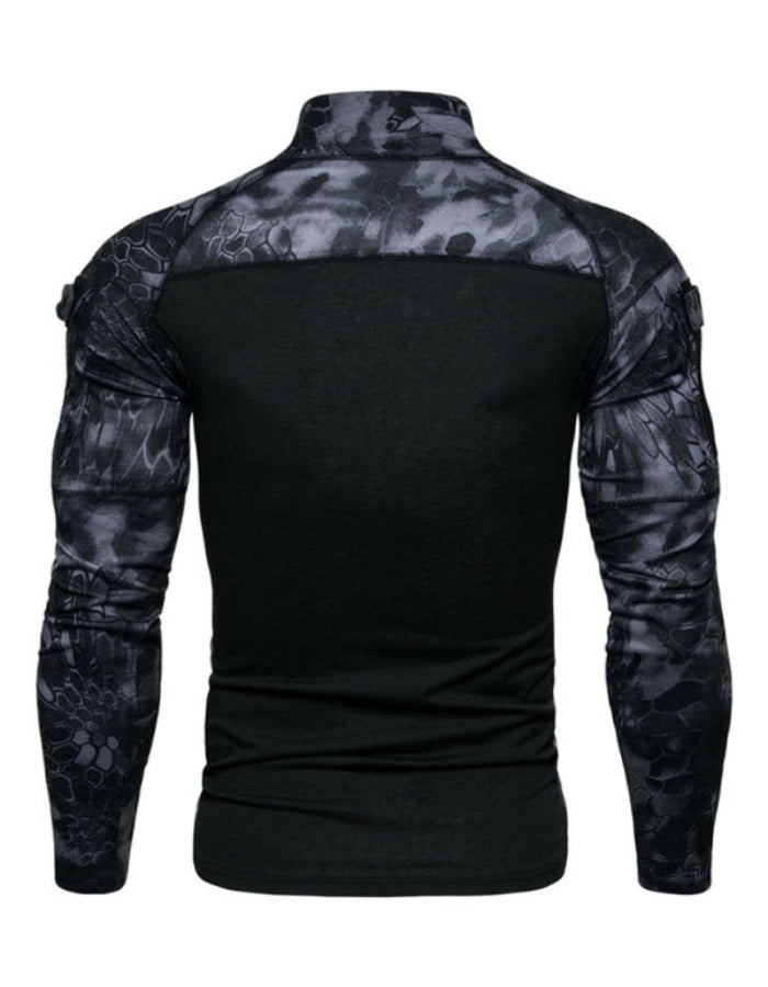 SHOPIQAT Men's Military Field Outdoor Elastic Fitness Camouflage Long Sleeve Zipper Pocket T-Shirt - Premium  from shopiqat - Just $8.750! Shop now at shopiqat