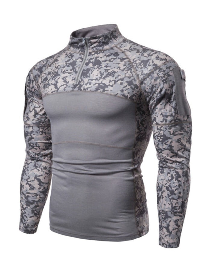 SHOPIQAT Men's Military Field Outdoor Elastic Fitness Camouflage Long Sleeve Zipper Pocket T-Shirt - Premium  from shopiqat - Just $8.750! Shop now at shopiqat