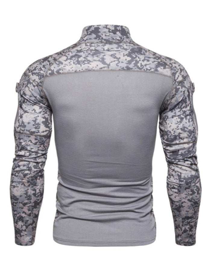 SHOPIQAT Men's Military Field Outdoor Elastic Fitness Camouflage Long Sleeve Zipper Pocket T-Shirt - Premium  from shopiqat - Just $8.750! Shop now at shopiqat
