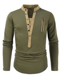 SHOPIQAT Men's New Outdoor Tactical Zipper Colourblock Henley Collar Long Sleeve T-Shirt - Premium  from shopiqat - Just $8.750! Shop now at shopiqat