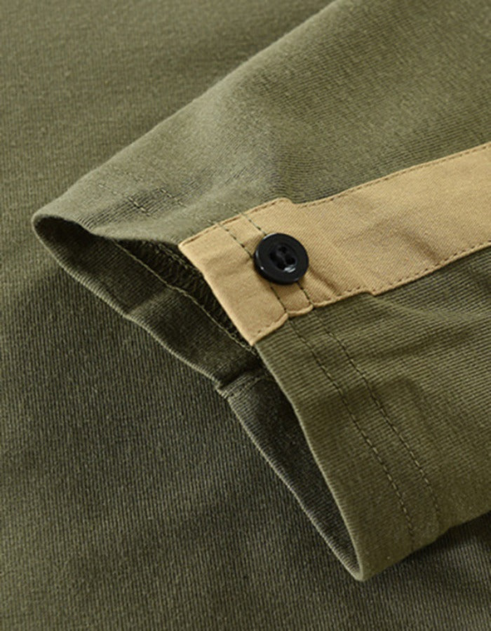 SHOPIQAT Men's New Outdoor Tactical Zipper Colourblock Henley Collar Long Sleeve T-Shirt - Premium  from shopiqat - Just $8.750! Shop now at shopiqat