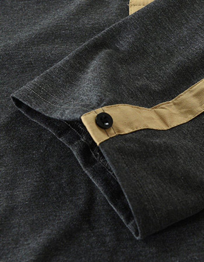 SHOPIQAT Men's New Outdoor Tactical Zipper Colourblock Henley Collar Long Sleeve T-Shirt - Premium  from shopiqat - Just $8.750! Shop now at shopiqat