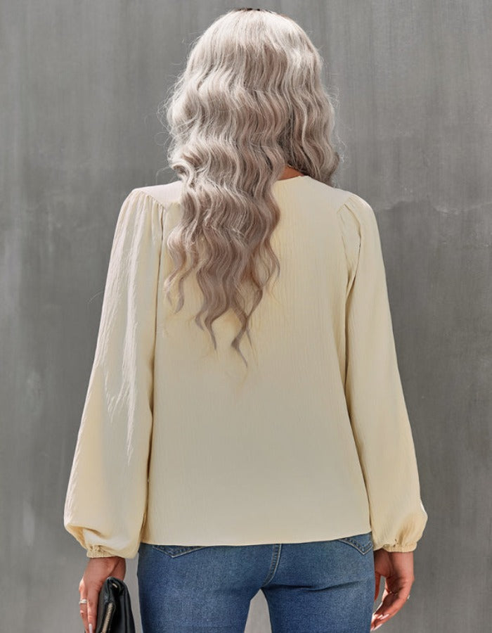 SHOPIQAT Women's Casual Loose Round Neck Solid Color Pullover Shirt - Premium  from shopiqat - Just $7.800! Shop now at shopiqat