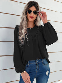 SHOPIQAT Women's Casual Loose Round Neck Solid Color Pullover Shirt - Premium  from shopiqat - Just $7.800! Shop now at shopiqat
