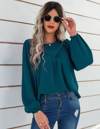 SHOPIQAT Women's Casual Loose Round Neck Solid Color Pullover Shirt - Premium  from shopiqat - Just $7.800! Shop now at shopiqat